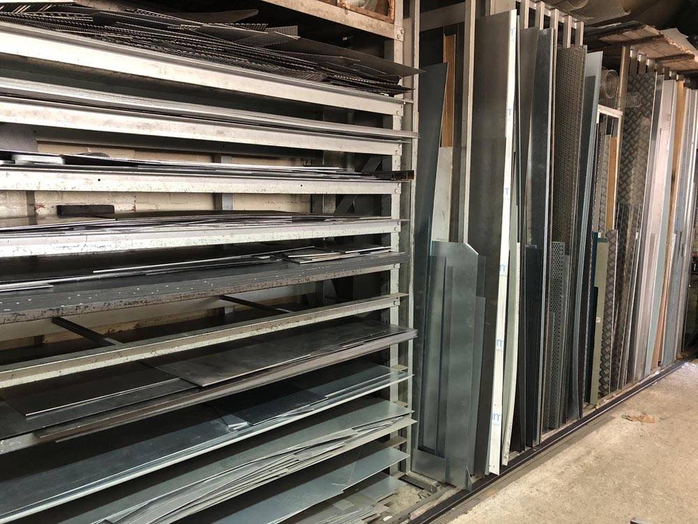 sheared metal on racks